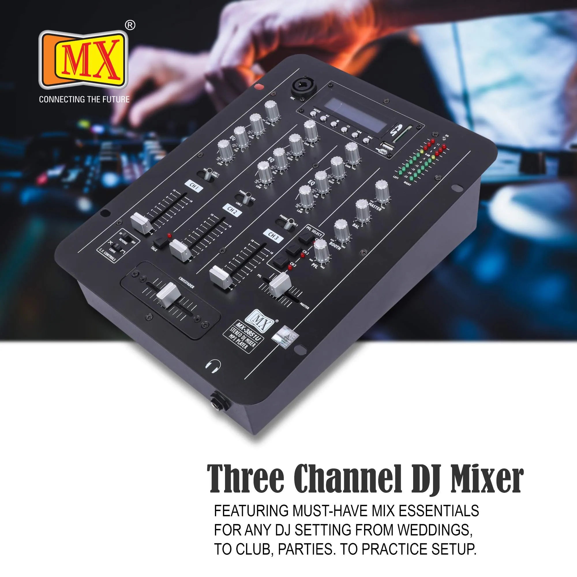MX 3851U  3 Channel DJ MIXER With XLR Output